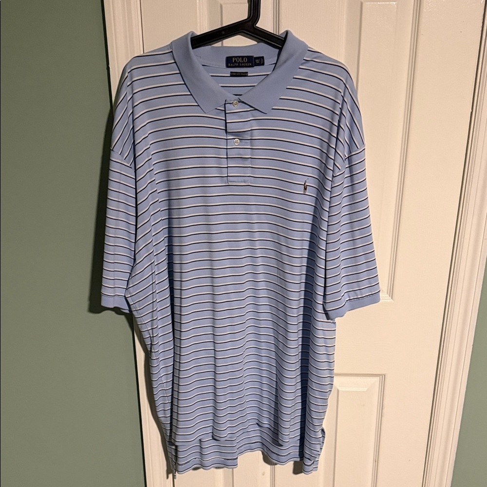 Polo by Ralph Lauren Men's Light Blue Striped Polo